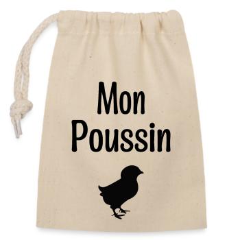 Mon Poussin, Bébé, Naissance, Amour, Famille - Sac cadeau en coton avec cordon (14 x 20 cm) - nature - Devant