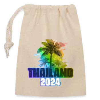 Thaïlande 2024 Vacances Palmiers Multicolores - Sac cadeau en coton avec cordon (14 x 20 cm) - nature - Devant