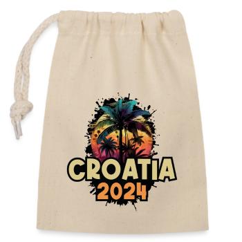 Croatia 2024 Urlaub Spruch - Verschließbarer Geschenkbeutel aus Baumwolle (14x20cm) - Natur - Vorne