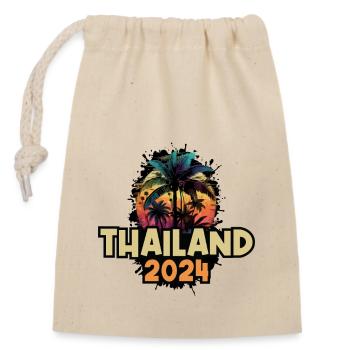 Thailand 2024 Urlaub Spruch - Verschließbarer Geschenkbeutel aus Baumwolle (14x20cm) - Natur - Vorne