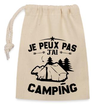 Je peux pas jai camping - Sac cadeau en coton avec cordon (14 x 20 cm) - nature - Devant