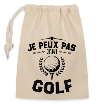 Je peux pas jai golf - Sac cadeau en coton avec cordon (14 x 20 cm) - nature - Devant