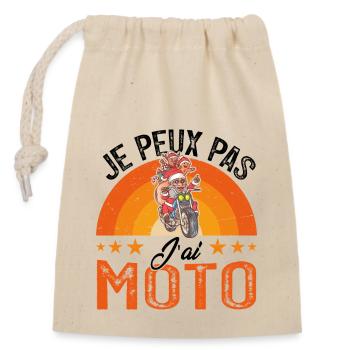 Je peux pas j ai moto - Sac cadeau en coton avec cordon (14 x 20 cm) - nature - Devant
