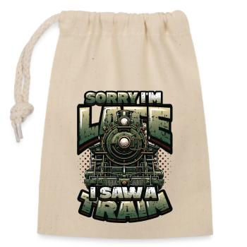 Trainspotting Train Lovers Trains - Closable cotton gift bag (14x20cm) - nature - Front