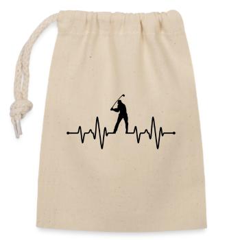 Golf heartbeat - Closable cotton gift bag (14x20cm) - nature - Front