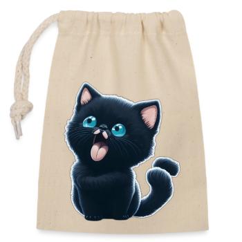 Chat qui tousse, design drôle pour enfants - Sac cadeau en coton avec cordon (14 x 20 cm) - nature - Devant