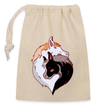 Horses, Horse, Horse, Pony, Mare, Foal, Rider, Ross - Closable cotton gift bag (14x20cm) - nature - Front