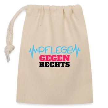 Pflege Gegen Rechts - Verschließbarer Geschenkbeutel aus Baumwolle (14x20cm) - Natur - Vorne