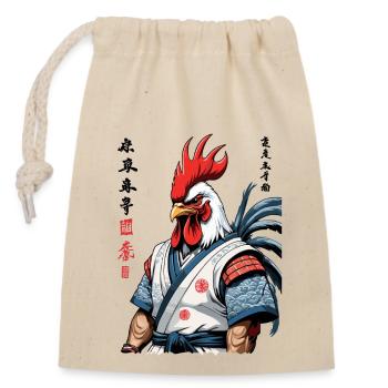 Samurai Ronin Kanji Streetwear Design - Closable cotton gift bag (14x20cm) - nature - Front