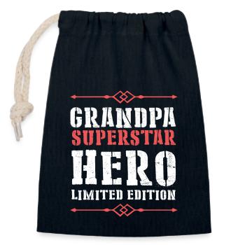 Meilleur dicton de héros grand-père - Sac cadeau en coton avec cordon (14 x 20 cm) - bleu marine - Devant