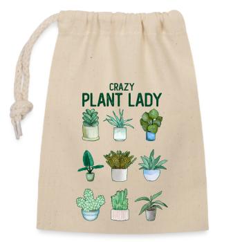 Crazy Plant Lady Garten Pflanzen Gartenliebhaber - Verschließbarer Geschenkbeutel aus Baumwolle (14x20cm) - Natur - Vorne