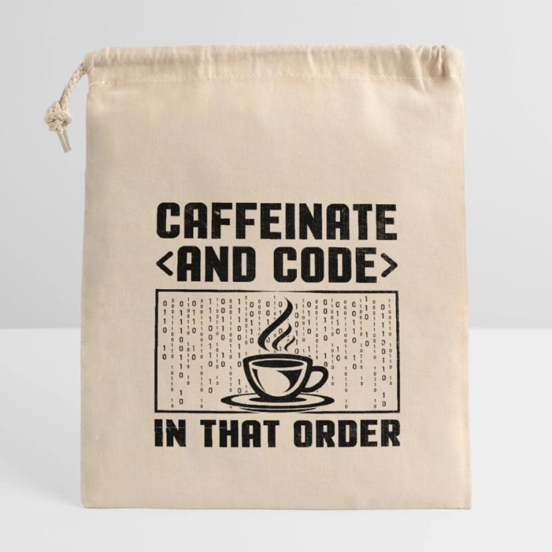 Café Codage Programmeur Codeur Développeur Nerd Coff Sac cadeau en coton avec cordon (14 x 20 cm)