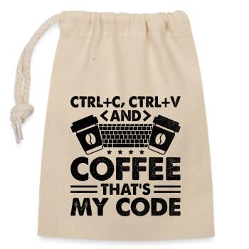 Coffee Coding Programmer Coder Developer Nerd Coff - Closable cotton gift bag (14x20cm) - nature - Front