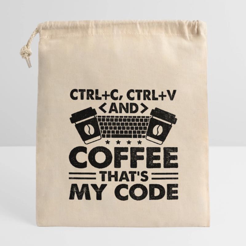 Café Codage Programmeur Codeur Développeur Nerd Coff Sac cadeau en coton avec cordon (14 x 20 cm)