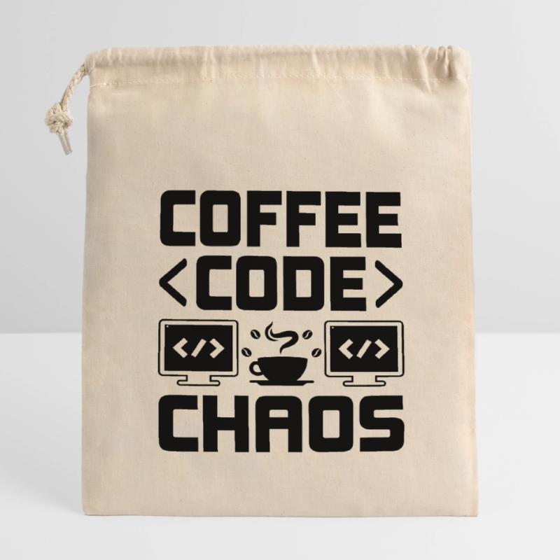 Café Codage Programmeur Codeur Développeur Nerd Coff Sac cadeau en coton avec cordon (14 x 20 cm)
