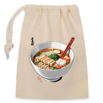 Japan Aesthetic Ramen Noodle Soup Food Streetwear - Closable cotton gift bag (14x20cm) - nature - Front