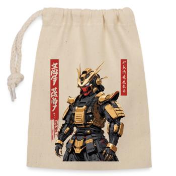 Samurai-Roboter - Verschließbarer Geschenkbeutel aus Baumwolle (14x20cm) - Natur - Vorne