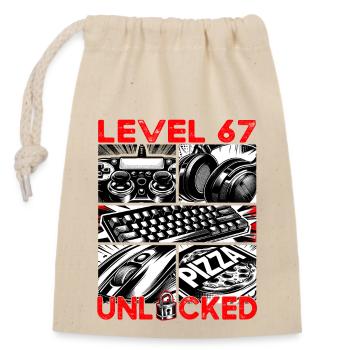 Birthday Level 67 Unlocked Gaming & Gamer - Closable cotton gift bag (14x20cm) - nature - Front