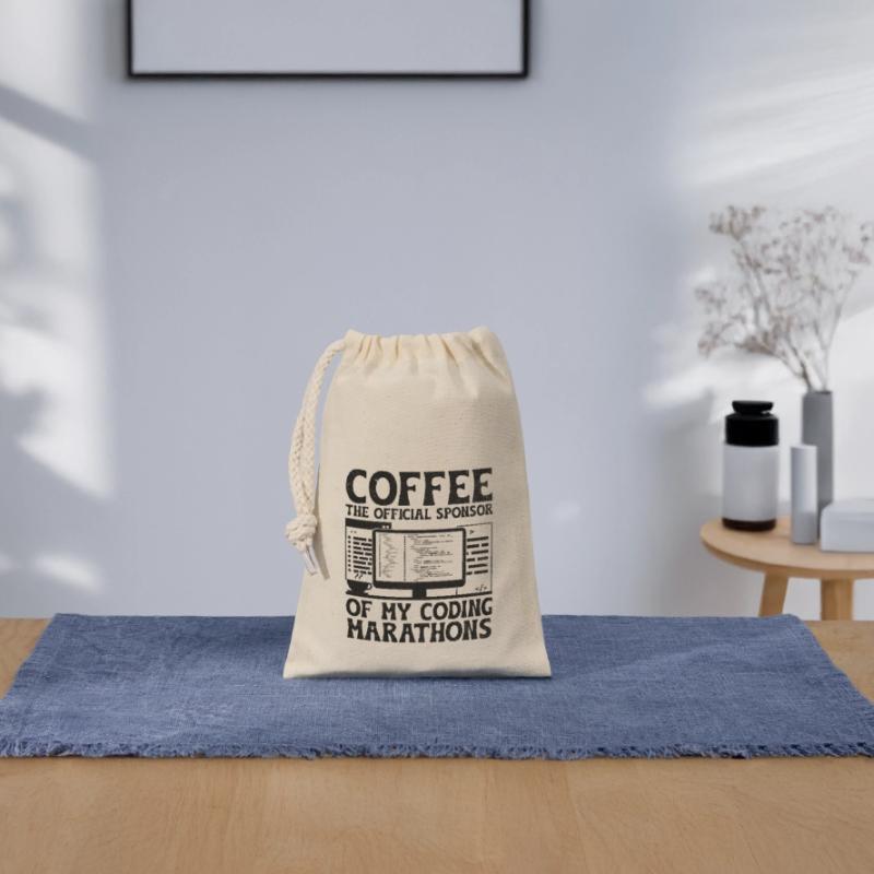 Café Codage Programmeur Codeur Développeur Nerd Coff Sac cadeau en coton avec cordon (14 x 20 cm)