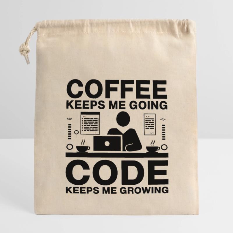 Café Codage Programmeur Codeur Développeur Nerd Coff Sac cadeau en coton avec cordon (14 x 20 cm)