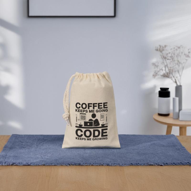 Café Codage Programmeur Codeur Développeur Nerd Coff Sac cadeau en coton avec cordon (14 x 20 cm)