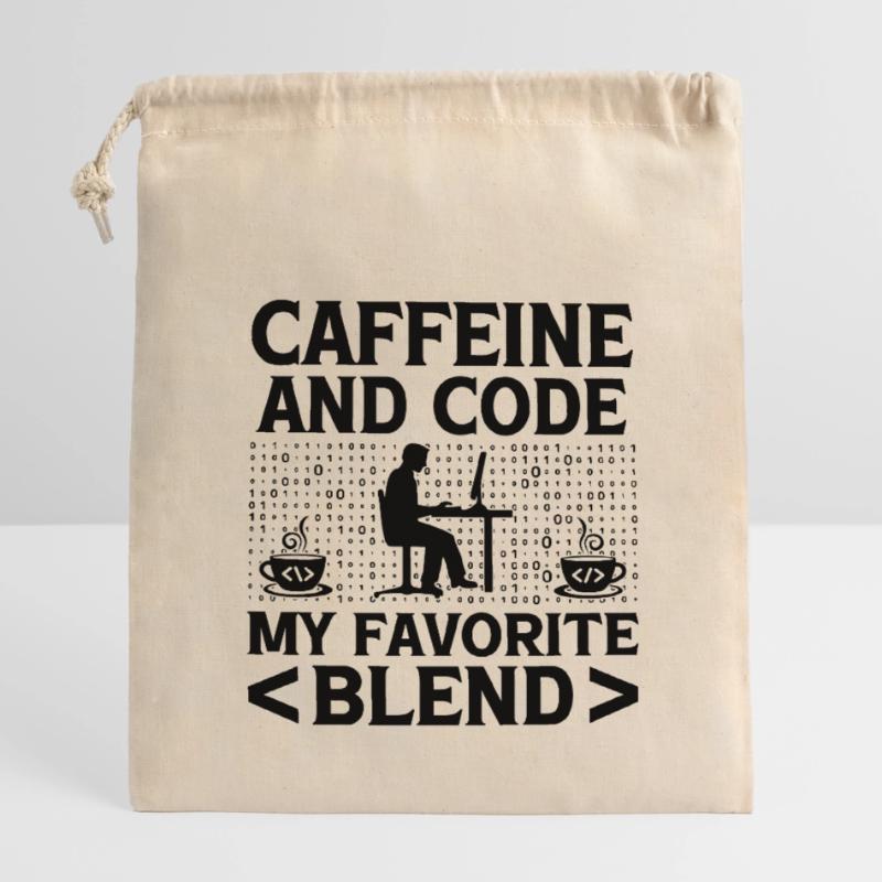 Café Codage Programmeur Codeur Développeur Nerd Coff Sac cadeau en coton avec cordon (14 x 20 cm)