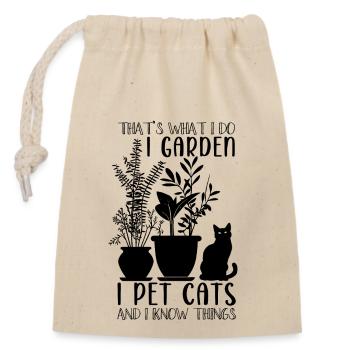 I Jardin I Pet Chats Jardin Jardinier Plantes - Sac cadeau en coton avec cordon (14 x 20 cm) - nature - Devant