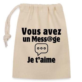 message, text, valentine's day, I love you - Closable cotton gift bag (14x20cm) - nature - Front