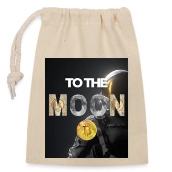 Bitcoin to the Moon - Variante 9 - Verschließbarer Geschenkbeutel aus Baumwolle (14x20cm) - Natur - Vorne