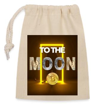 Bitcoin to the Moon - Variante 11 - Verschließbarer Geschenkbeutel aus Baumwolle (14x20cm) - Natur - Vorne