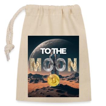 Bitcoin to the Moon - Variante10 - Verschließbarer Geschenkbeutel aus Baumwolle (14x20cm) - Natur - Vorne