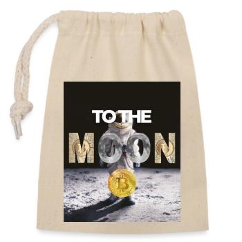 Bitcoin to the Moon - Version 7 - Verschließbarer Geschenkbeutel aus Baumwolle (14x20cm) - Natur - Vorne