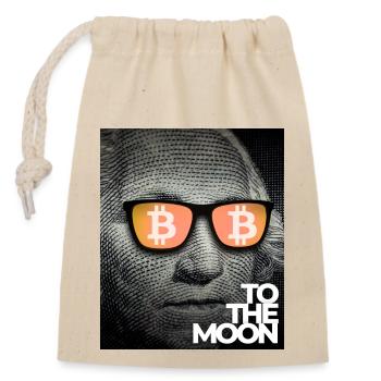 Bitcoin to the Moon - Variante 12 - Verschließbarer Geschenkbeutel aus Baumwolle (14x20cm) - Natur - Vorne