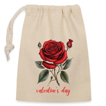 Saint-Valentin - Sac cadeau en coton avec cordon (14 x 20 cm) - nature - Devant