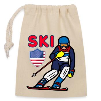 Ski - Sac cadeau en coton avec cordon (14 x 20 cm) - nature - Devant