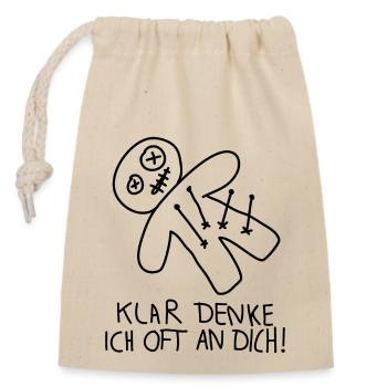 Klar denke ich oft an dich Voodoo Puppe Misanthrop - Verschließbarer Geschenkbeutel aus Baumwolle (14x20cm) - Natur - Vorne