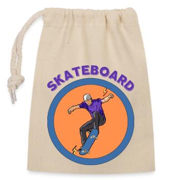 Skateboarden - Verschließbarer Geschenkbeutel aus Baumwolle (14x20cm) - Natur - Vorne