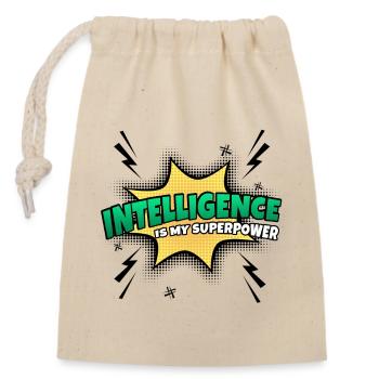 Intelligence is my superpower trait - Closable cotton gift bag (14x20cm) - nature - Front