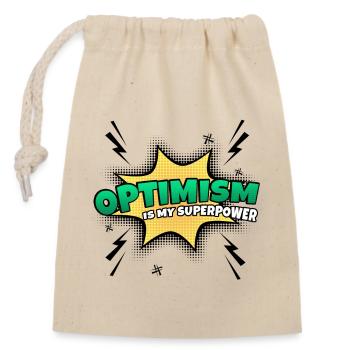 Optimism is my superpower trait - Closable cotton gift bag (14x20cm) - nature - Front