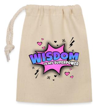 Wisdom is my superpower trait - Closable cotton gift bag (14x20cm) - nature - Front