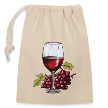 Wine Glass Grapes Wine - Closable cotton gift bag (14x20cm) - nature - Front