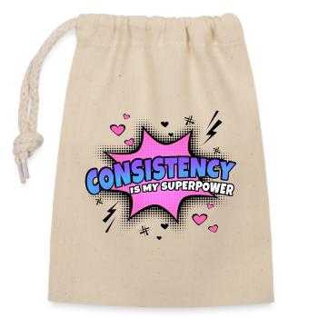Consistency is my superpower trait - Closable cotton gift bag (14x20cm) - nature - Front