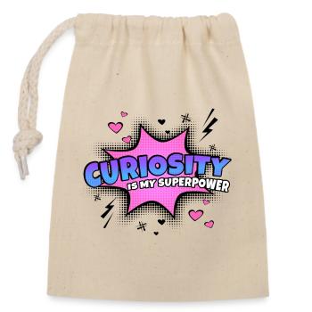 Curiosity is my superpower trait - Closable cotton gift bag (14x20cm) - nature - Front