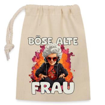 Lustiger Spruch Böse Alte Frau - Verschließbarer Geschenkbeutel aus Baumwolle (14x20cm) - Natur - Vorne