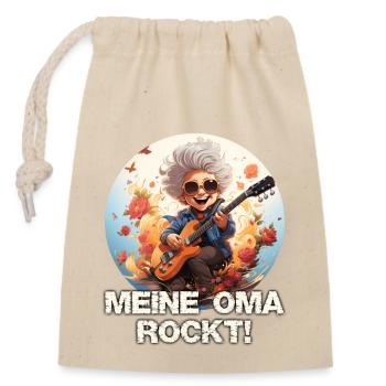 Ma grand-mère berce drôle motif mamie avec guitare électrique - Sac cadeau en coton avec cordon (14 x 20 cm) - nature - Devant