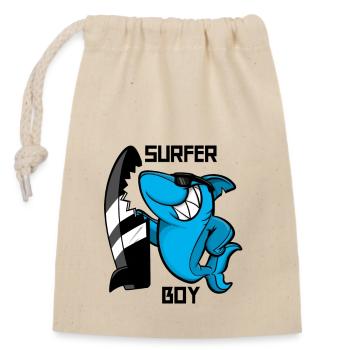 Shark - Closable cotton gift bag (14x20cm) - nature - Front