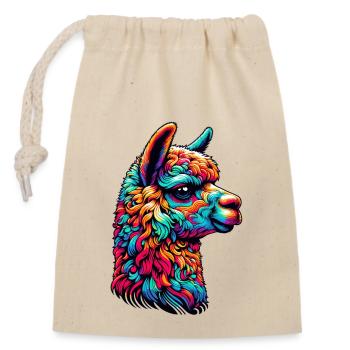 Alpaga im - Sac cadeau en coton avec cordon (14 x 20 cm) - nature - Devant