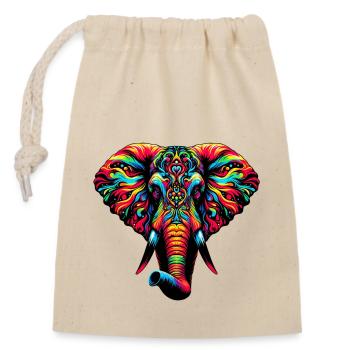 Éléphant - Sac cadeau en coton avec cordon (14 x 20 cm) - nature - Devant