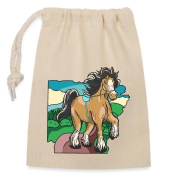 horse, riding, rider, rider, child, pony, horse, horse - Closable cotton gift bag (14x20cm) - nature - Front