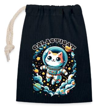Galacticat Kätzchen Astronaut Weltraum Katze - Verschließbarer Geschenkbeutel aus Baumwolle (14x20cm) - Navy - Vorne